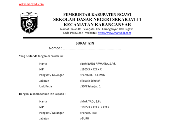 Detail Contoh Surat Izin Kepala Sekolah Nomer 9