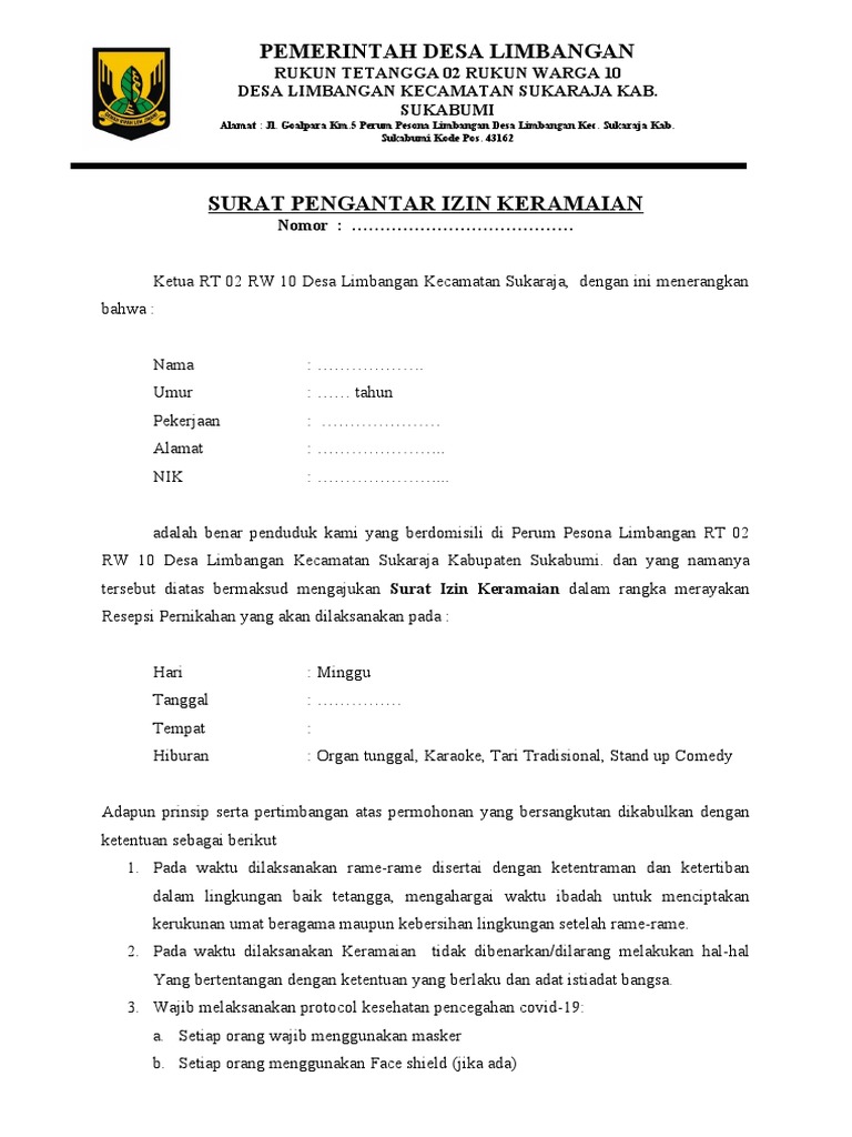 Detail Contoh Surat Izin Keramaian Nomer 14