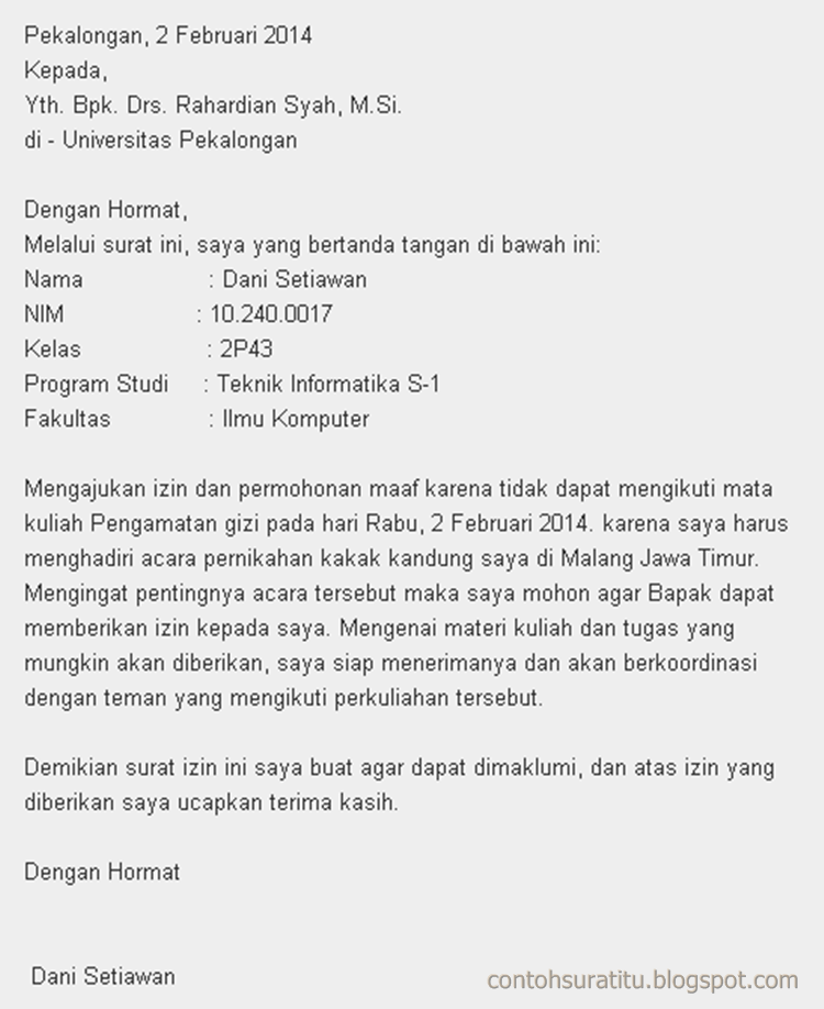 Detail Contoh Surat Izin Kuliah Nomer 28