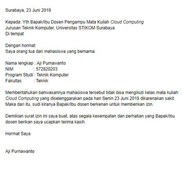 Detail Contoh Surat Izin Kuliah Karena Alasan Pekerjaan Nomer 2