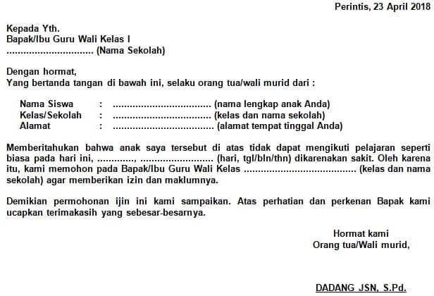 Detail Contoh Surat Izin Kuliah Karena Sakit Nomer 47