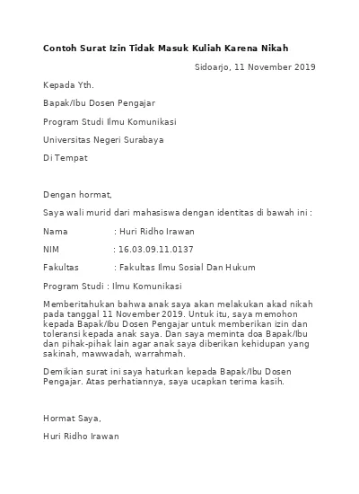 Detail Contoh Surat Izin Kuliah Resmi Nomer 19