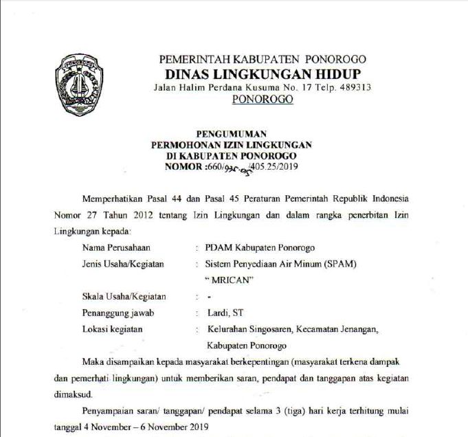 Detail Contoh Surat Izin Lingkungan Nomer 19