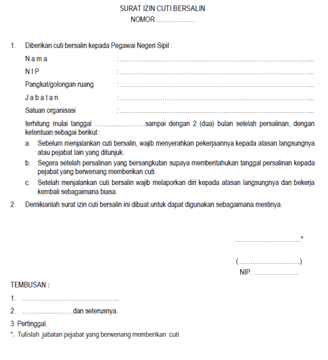 Detail Contoh Surat Izin Melahirkan Nomer 22