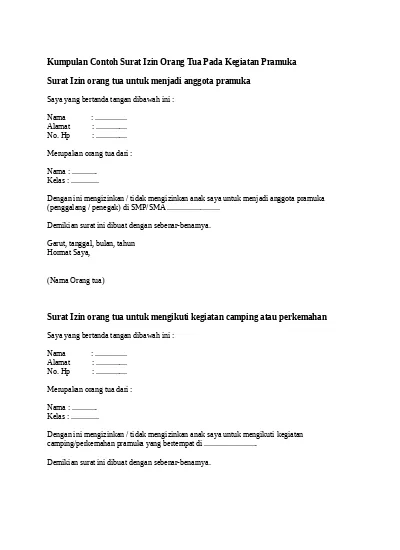 Detail Contoh Surat Izin Mengikuti Kegiatan Nomer 35