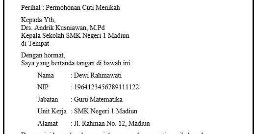 Detail Contoh Surat Izin Menikah Nomer 56