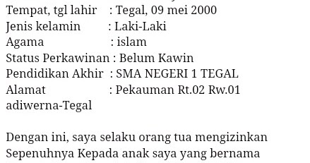 Detail Contoh Surat Izin Orang Tua Melamar Kerja Nomer 40