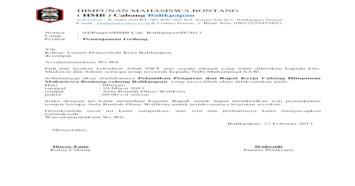 Detail Contoh Surat Izin Peminjaman Tempat Nomer 53