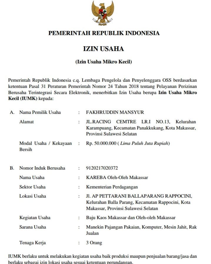 Detail Contoh Surat Izin Pendirian Usaha Nomer 31