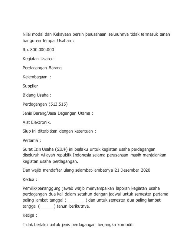 Detail Contoh Surat Izin Perdagangan Nomer 52