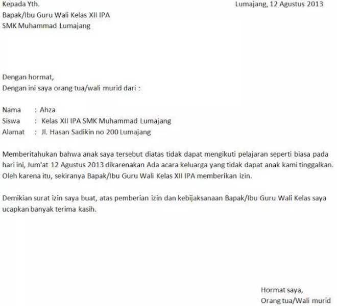 Detail Contoh Surat Izin Pergi Nomer 2