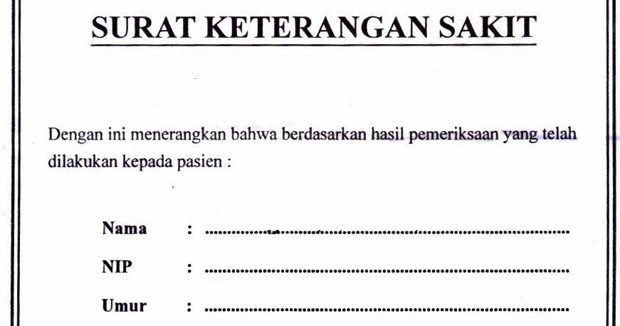 Detail Contoh Surat Izin Sakit Dari Dokter Nomer 38