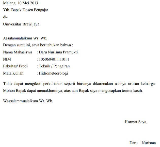 Detail Contoh Surat Izin Sakit Kuliah Nomer 4