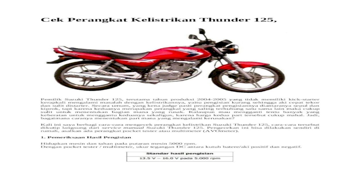 Detail Gambar Manual Suzuki Thunder 125 Nomer 6