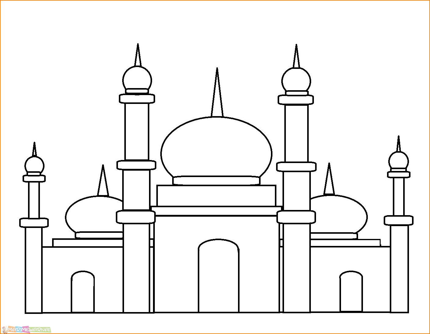 Detail Gambar Masjid Hitam Putih Untuk Diwarnai Nomer 11