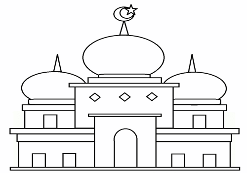 Detail Gambar Masjid Hitam Putih Untuk Mewarnai Nomer 12