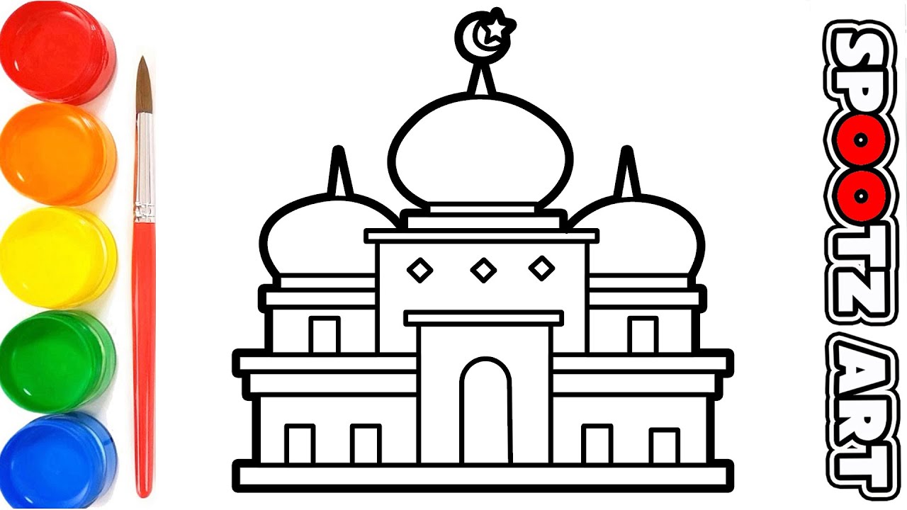Detail Gambar Masjid Hitam Putih Untuk Mewarnai Nomer 14