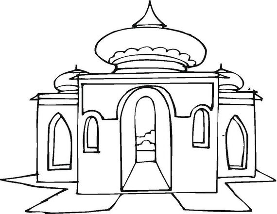 Detail Gambar Masjid Hitam Putih Untuk Mewarnai Nomer 20