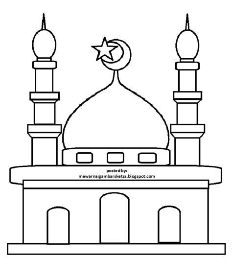 Detail Gambar Masjid Hitam Putih Untuk Mewarnai Nomer 3
