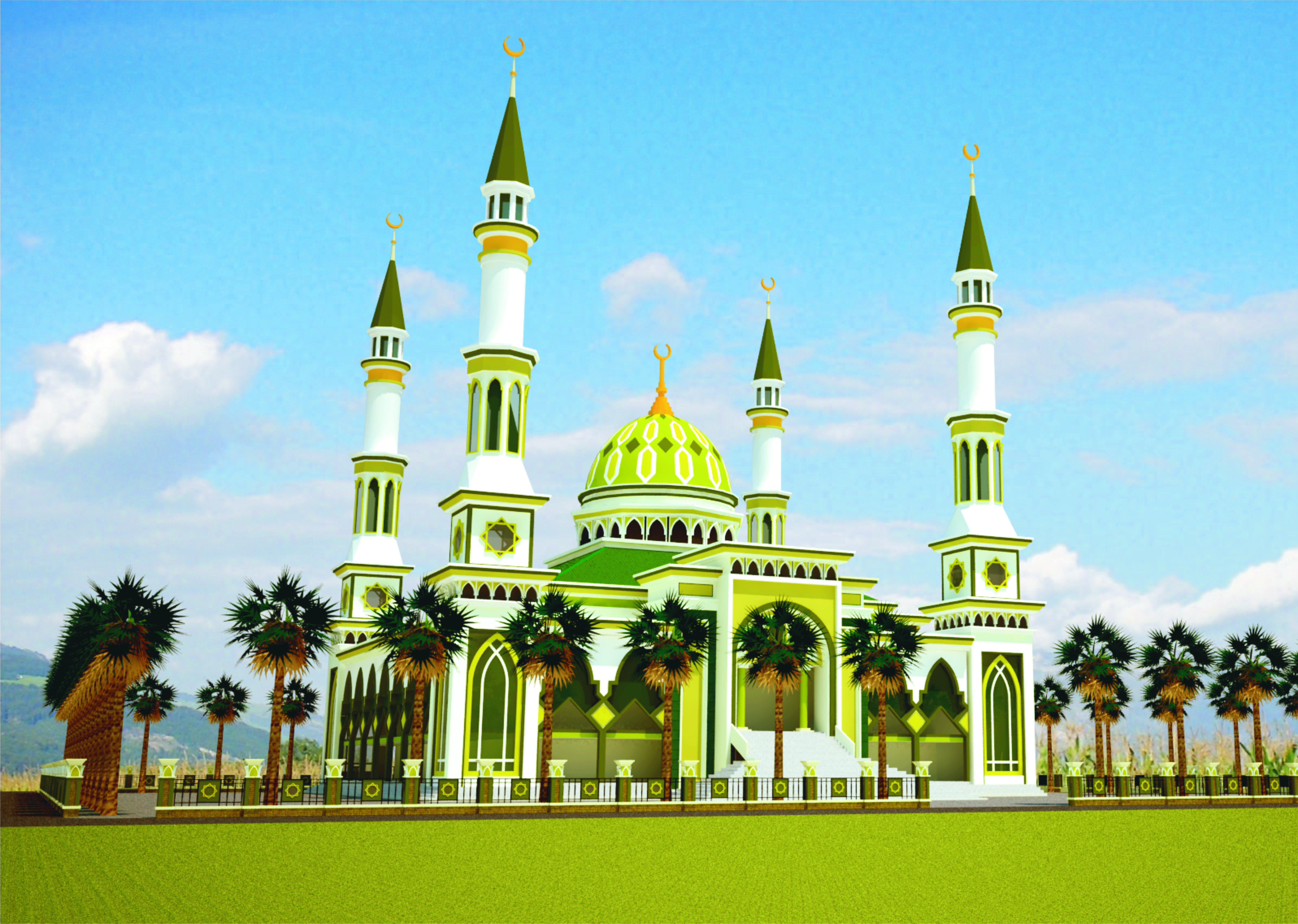 Detail Gambar Masjid Warna Hijau Nomer 4