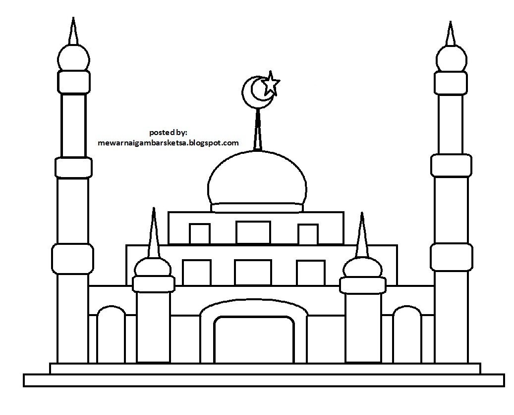 Detail Gambar Masjid Yang Belum Diwarnai Nomer 7