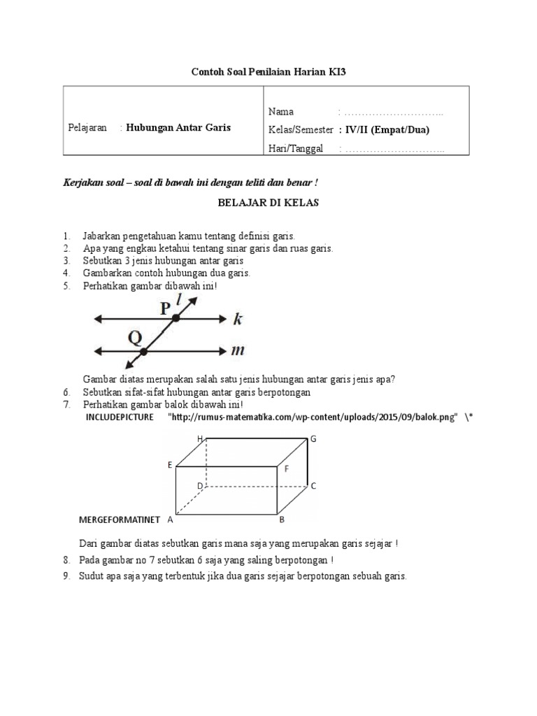 Detail Gambar Materi Garis Kelas 4 Nomer 12