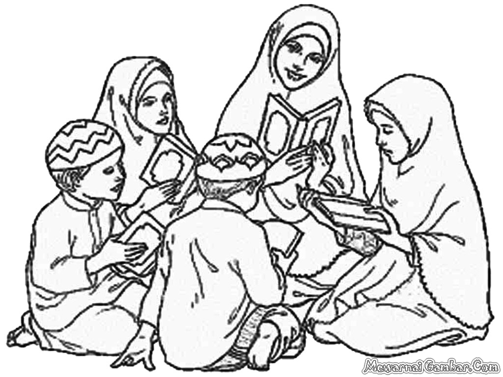 Detail Gambar Mewarnai Anak Anak Membaca Al Quran Nomer 6