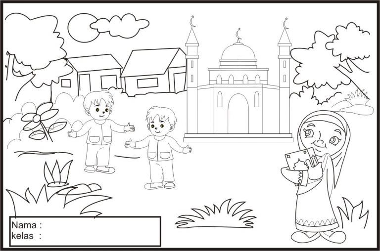 Detail Gambar Mewarnai Anak Anak Muslim Nomer 15