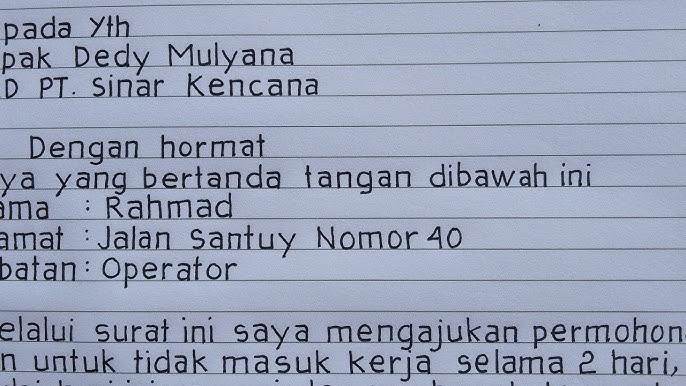 Detail Contoh Surat Izin Sakit Tidak Masuk Kerja Nomer 32