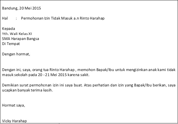 Detail Contoh Surat Izin Sakit Tidak Masuk Sekolah Nomer 47