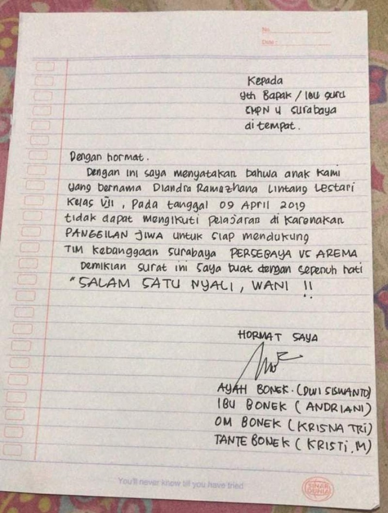 Detail Contoh Surat Izin Sakit Tulisan Tangan Nomer 11