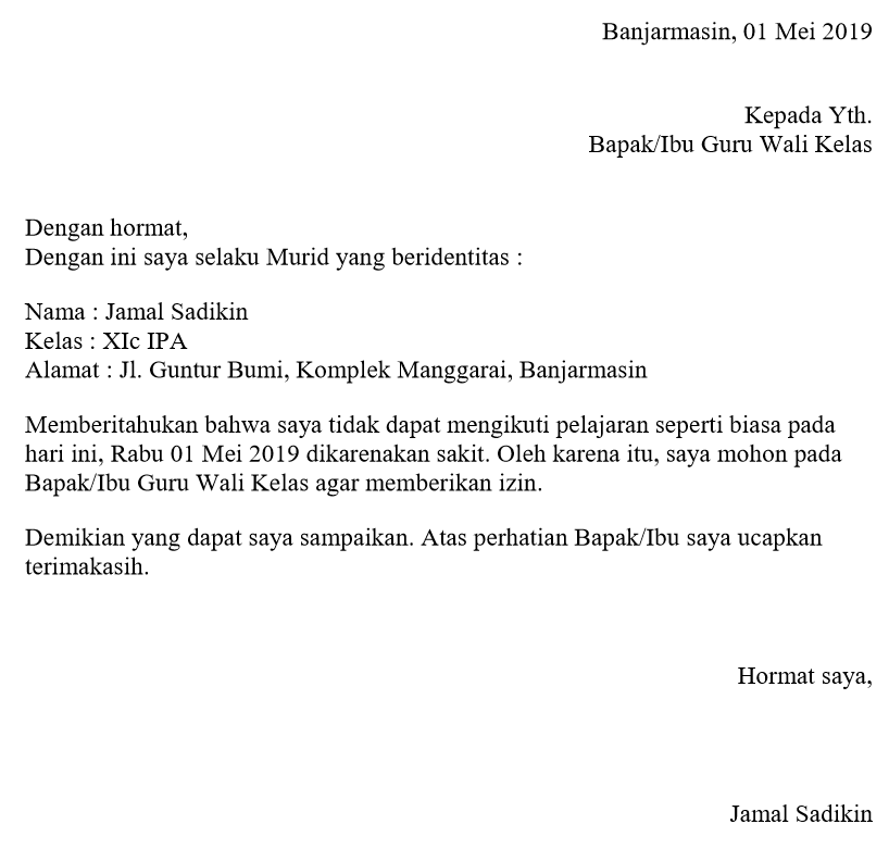 Detail Contoh Surat Izin Sakit Untuk Sekolah Nomer 16