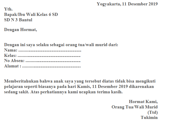 Detail Contoh Surat Izin Sakit Untuk Sekolah Nomer 31