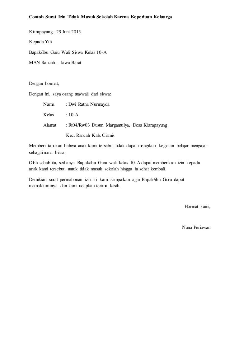 Detail Contoh Surat Izin Sakit Untuk Sekolah Nomer 40