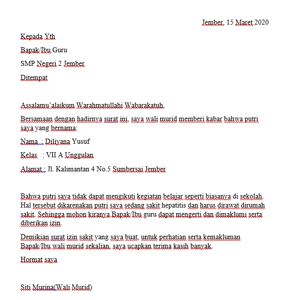 Detail Contoh Surat Izin Sakit Untuk Sekolah Nomer 44