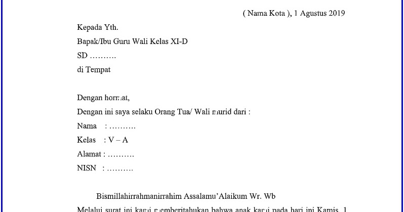 Detail Contoh Surat Izin Sakit Untuk Sekolah Nomer 54