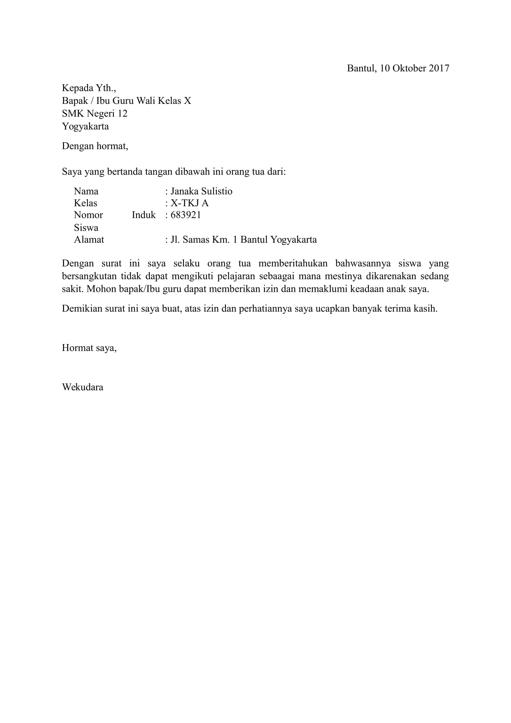 Detail Contoh Surat Izin Sakit Untuk Sekolah Nomer 56