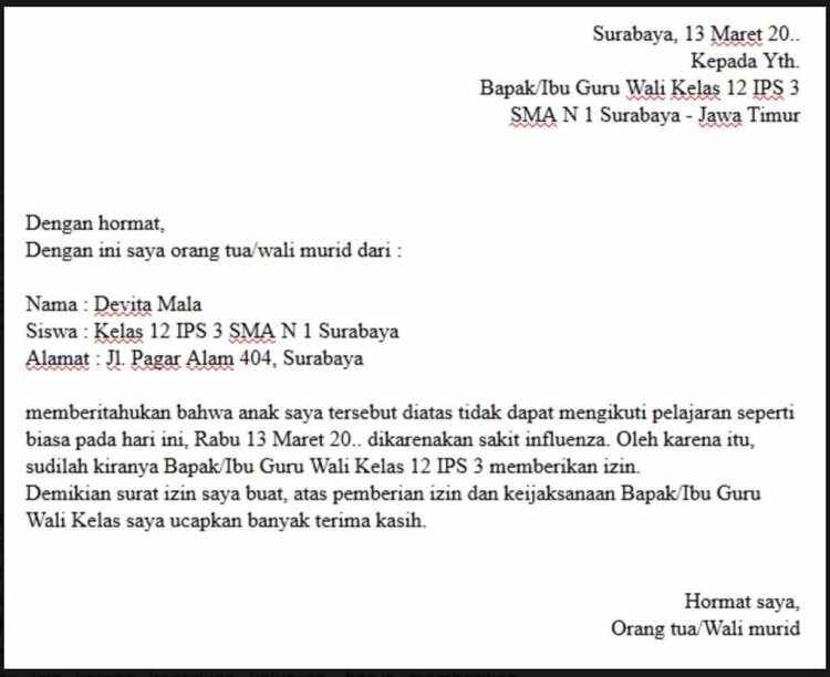 Detail Contoh Surat Izin Sekolah Sd Nomer 45