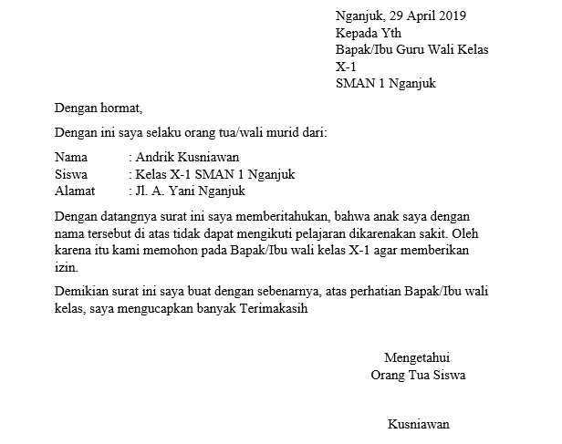 Detail Contoh Surat Izin Siswa Nomer 37