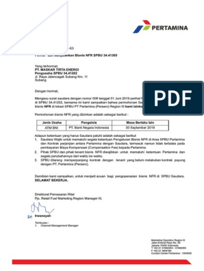 Detail Contoh Surat Izin Spbu Pertamina Nomer 3