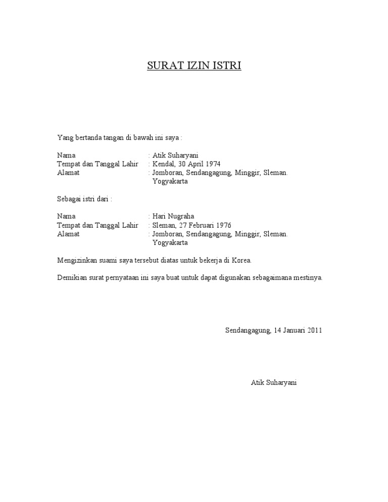 Detail Contoh Surat Izin Suami Nomer 12