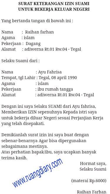 Detail Contoh Surat Izin Suami Nomer 8