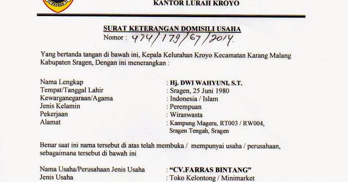 Detail Contoh Surat Izin Tempat Usaha Dari Desa Nomer 34