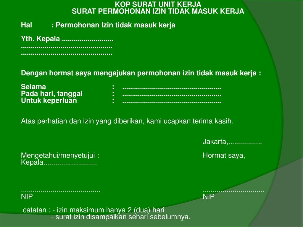 Detail Contoh Surat Izin Terlambat Masuk Kerja Nomer 47