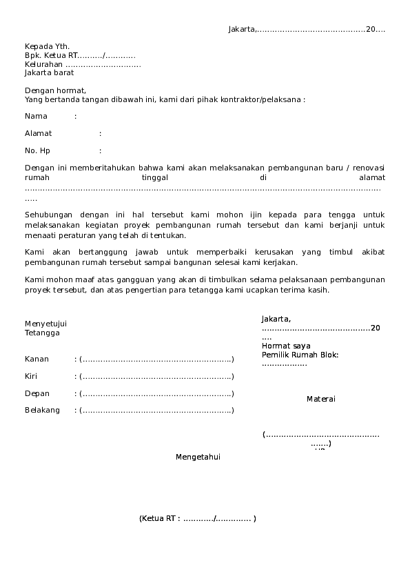Detail Contoh Surat Izin Tetangga Untuk Renovasi Rumah Nomer 3