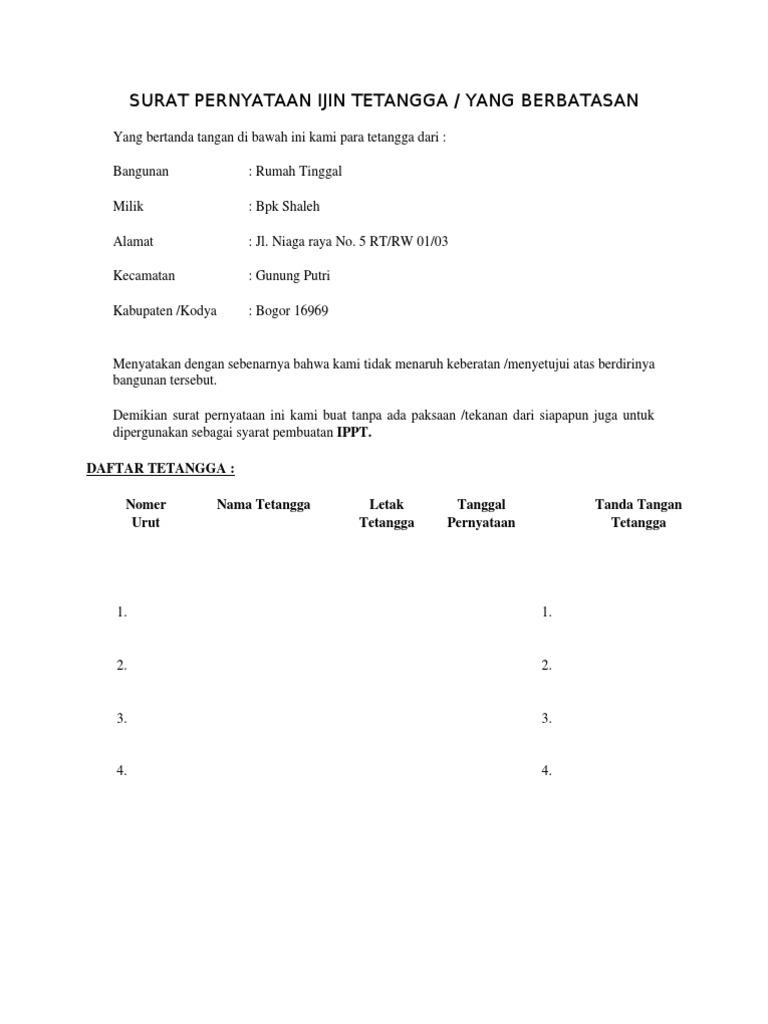 Detail Contoh Surat Izin Tetangga Untuk Renovasi Rumah Nomer 6