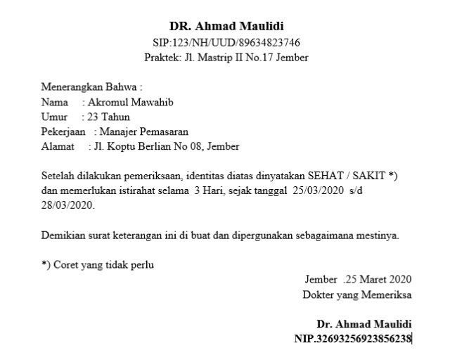 Detail Contoh Surat Izin Tidak Masuk Nomer 58