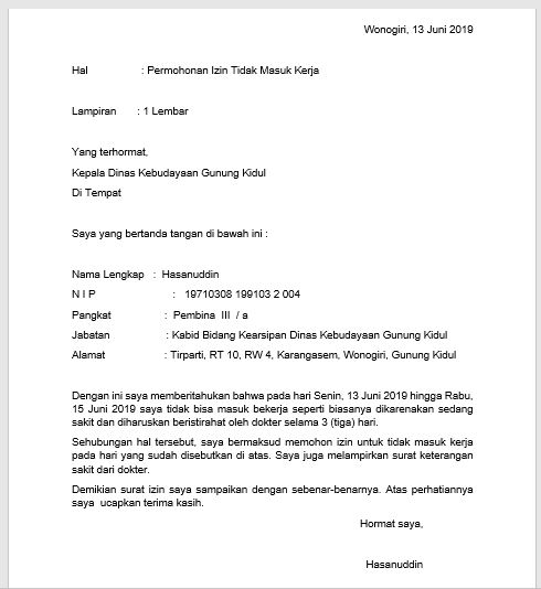 Detail Contoh Surat Izin Tidak Masuk Kerja Dari Rt Nomer 18