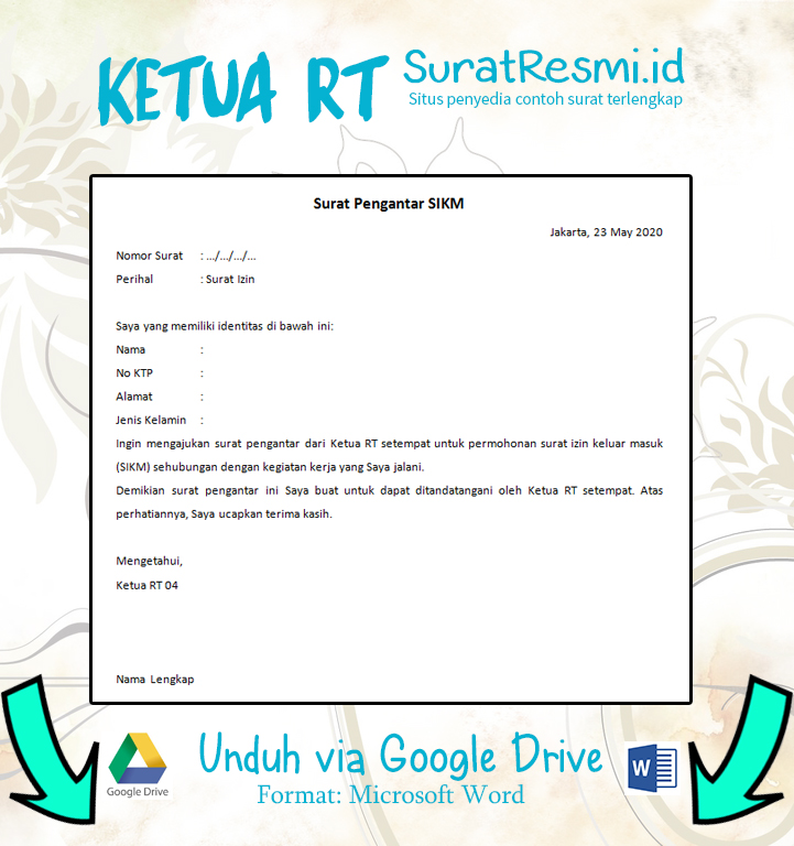 Detail Contoh Surat Izin Tidak Masuk Kerja Dari Rt Rw Nomer 48