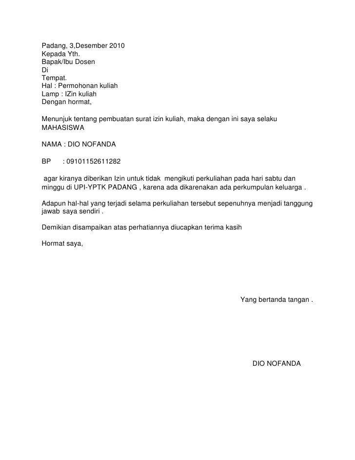 Detail Contoh Surat Izin Tidak Masuk Kuliah Dari Perusahaan Nomer 21